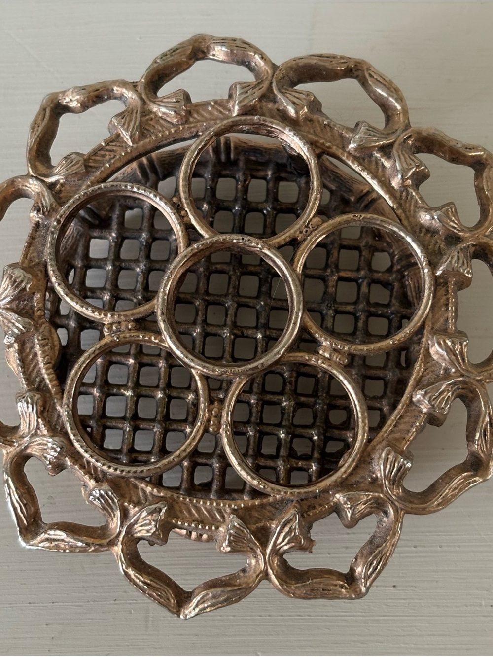 Ornate Round Metal Lipstick holder  in Shiny Brass Finish
